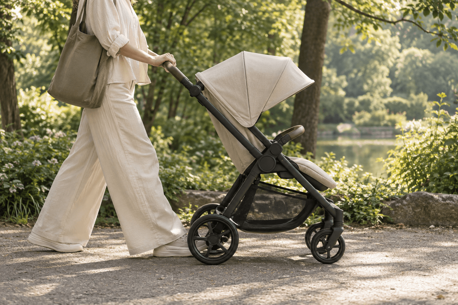Illustrative stroller during an everyday outing